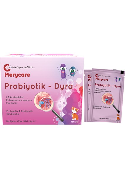 Merycare Kediler Için Probiyotik - Dyra - 30 x 1,25GR