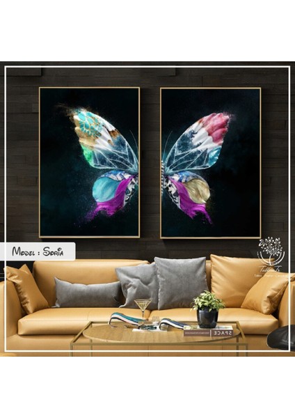 Metal Çerçeveli Gerçek Camlı Tablo Soria 2 Li Set