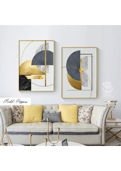 Metal Çerçeveli Gerçek Camlı Tablo Poppins 2 Li Set