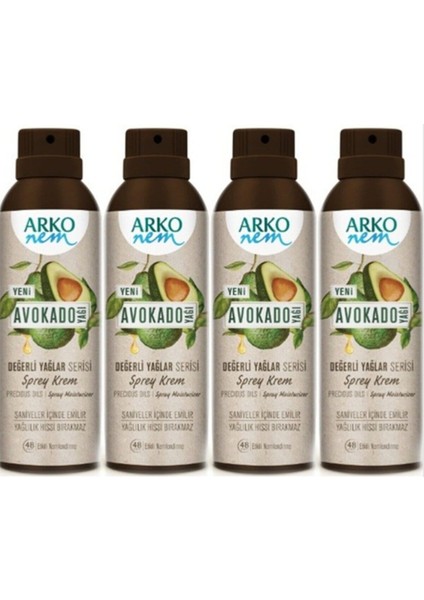 Nem Değerli Yağlar Avokado Sprey Krem 150 ml x 4 Adet