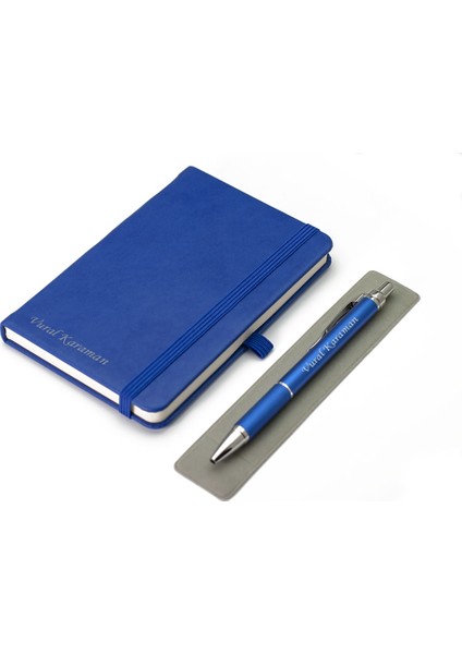 Kişiye Özel Logolu Deri Lastikli Defter Kalem Seti