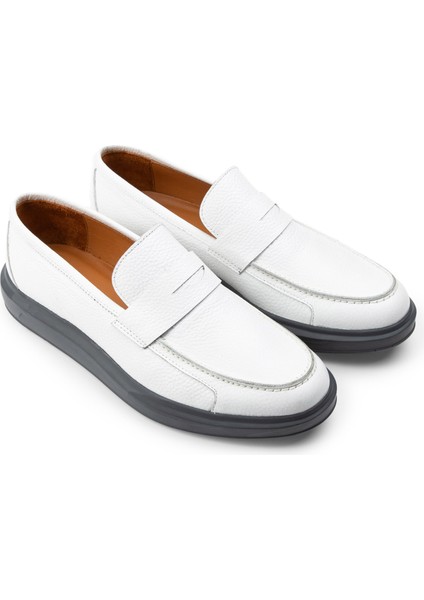 Hakiki Deri Beyaz Comfort Erkek Loafer