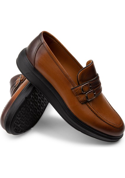 Hakiki Deri Taba Rengi Comfort Erkek Loafer modelleri