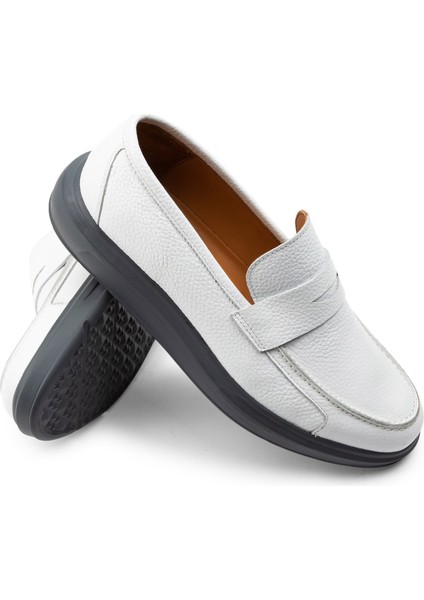 Hakiki Deri Beyaz Comfort Erkek Loafer modelleri