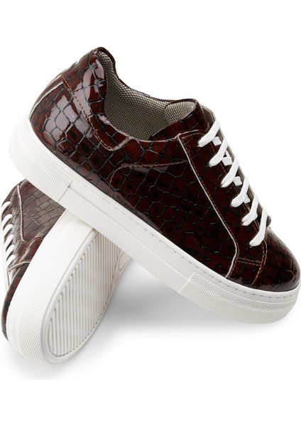 Hakiki Rugan Kahverengi Sneaker Kadın Ayakkabı modelleri