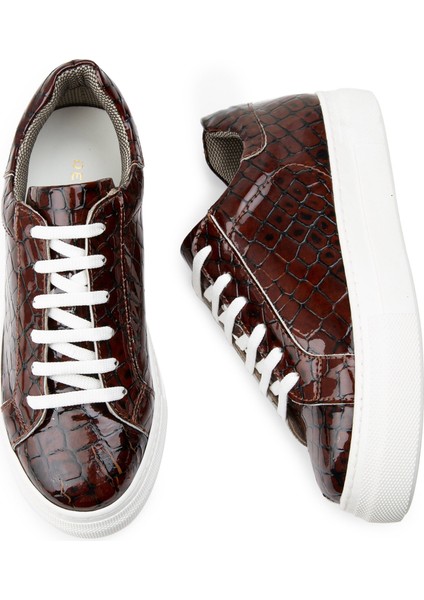 Hakiki Rugan Kahverengi Sneaker Kadın Ayakkabı fırsatları