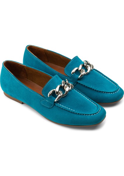 Hakiki Süet Turkuaz Tokalı Kadın Babet fiyatları