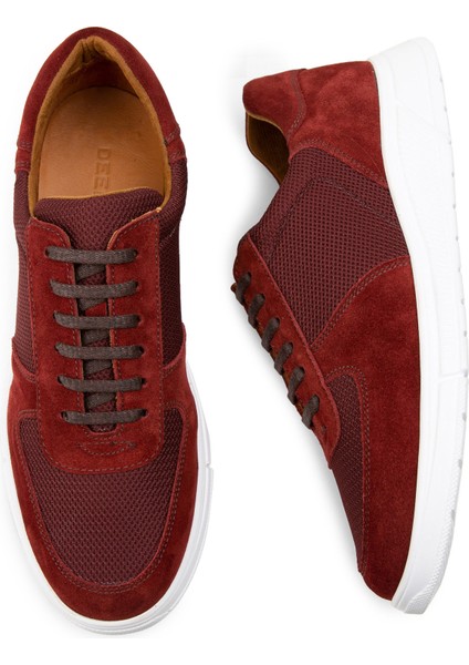 Hakiki Süet Bordo Sneaker Erkek Ayakkabı