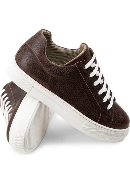 Hakiki Deri Kahverengi Sneaker Kadın Ayakkabı