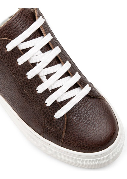 Hakiki Deri Kahverengi Sneaker Kadın Ayakkabı