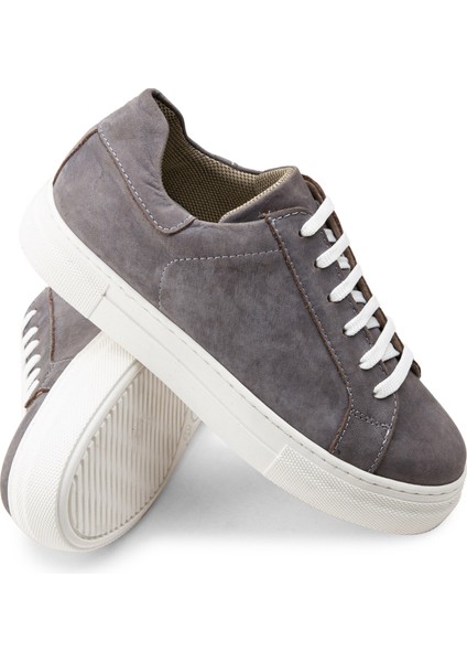 Hakiki Nubuk Gri Sneaker Kadın Ayakkabı