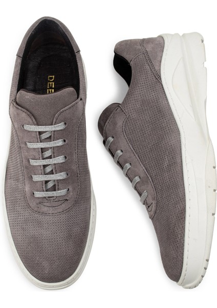 Hakiki Süet Gri Sneaker Erkek Ayakkabı