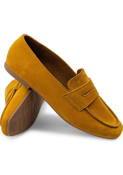 Hakiki Süet Sarı Kadın Babet modelleri