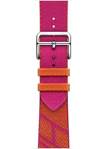 Apple Watch Ultra 49 mm Uyumlu Hermes Hasır Kumaş Kordon Renkli Özgün Tasarım Kayış