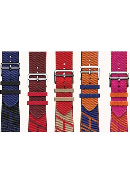 Apple Watch Ultra 49 mm Uyumlu Hermes Hasır Kumaş Kordon Renkli Özgün Tasarım Kayış indirimleri