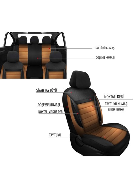 Fiat Palio Uyumlu Koltuk Kılıfı Enigma Serisi - Taba