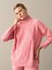 Kadın Pembe Dik Yaka Oversize Kazak 3