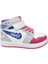 048 Deri Sneakers Kız Çocuk Spor Ayakkabı 31-35 Beyaz Fuşya Buz 2