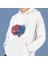 Kişiye Özel Bordo Mavi Baskılı Cepli, Kapşonlu Beyaz Sweatshirt HK2162 1