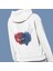Kişiye Özel Bordo Mavi Baskılı Cepli, Kapşonlu Beyaz Sweatshirt HK2162 2
