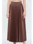 Kahve Kadın Bel Lastikli Piliseli Uzun Etek P-037947 4