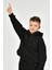 Cepli, Kapüşonlu, Fermuarlı Erkek Çocuk Sweatshirt - Siyah Siyah - 8-10 Yaş 3