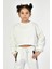 Bisiklet Yaka Crop Kız Çocuk Sweatshirt - Beyaz Beyaz - 8-10 Yaş 2