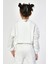 Bisiklet Yaka Crop Kız Çocuk Sweatshirt - Beyaz Beyaz - 8-10 Yaş 4