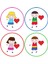 Çocuk Görselli Okul Etiketi Stickerı 5 x 5 cm 24 Adet 1