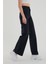 Kadın Siyah Yüksek Bel Geniş Paça Wide Leg Kot Pantolon 5