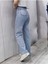 Lovato Mavi Likralı Süper Yüksek Bel Wide Leg Jean Salaş Geniş Paça Pantolon 3