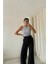 Saudade Siyah Likralı Süper Yüksek Bel Wide Leg Jean Salaş Geniş Paça Kot Pantolon 3