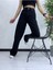 Kadın Siyah Yüksek Bel Geniş Paça Wide Leg Kot Pantolon 4