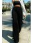 Solmayan Siyah Likralı Süper Yüksek Bel Salaş Jean Palazzo Pantolon. (Süper Yüksek.) Wide Leg. 1