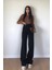 Yade Siyah Yüksek Bel Likralı Bol Paça Kot Pantolon- Wide Leg 1