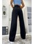 Siyah Wide Leg Etkili Fermuarlı Süper Yüksek Bel Jeans Salaş Kot Pantolon ( Solmaz Kumaş) 3