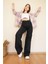 Alyona Siyah Likralı Salaş Wide Leg Jean - Yüksek Bel Kot Pantolon 2