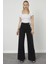Kadın Siyah Yüksek Bel Geniş Paça Wide Leg Kot Pantolon 3