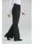 Siyah Rahat Kalıp Fermuar Detaylı Solmaz Kumaş Wide Leg Jeans 3