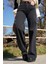 Kadın Siyah Yüksek Bel Geniş Paça Wide Leg Kot Pantolon 2
