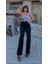 Siyah Rahat Kalıp Fermuar Detaylı Denim Wide Leg Jeans 3