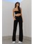 Solmaz Siyah Likralı Bol Paça Jean -Bol Wide Leg Kot Pantolon 3