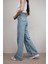 Tilya Mavi Likralı Süper Yüksek Bel Salaş Jeans Palazzo Pantolon-Wide Leg 4