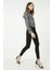 Kadın Siyah Skinny Jean Yüksek Bel Solmayan Pantolon, 1
