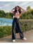 Süper Yüksek Bel Siyah Denim Kumaş 90's Wide Leg Jeans salaş Kot Pantolon 2