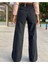 Süper Yüksek Bel Siyah Denim Kumaş 90's Wide Leg Jeans salaş Kot Pantolon 3