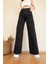 Alyona Siyah Likralı Salaş Wide Leg Jean - Yüksek Bel Kot Pantolon 1