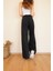 Alyona Siyah Likralı Salaş Wide Leg Jean - Yüksek Bel Kot Pantolon 4