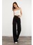 Alyona Siyah Likralı Salaş Wide Leg Jean - Yüksek Bel Kot Pantolon 5