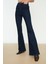 Ramrod Koyu Mavi Yüksek Bel Flare Jeans Ispanyol Paça Kot Pantolon 1